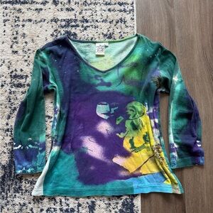 Parsley & Sage women’s ' V-Neck Long Sleeve Tee in Teal, Purple & Yellow